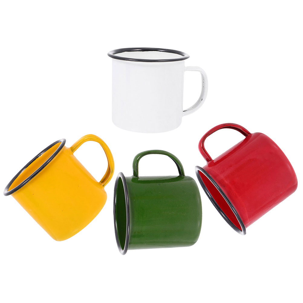 Bamboo Cutlery Travel - 4 Pcs Trendy Retro Enamel Mug