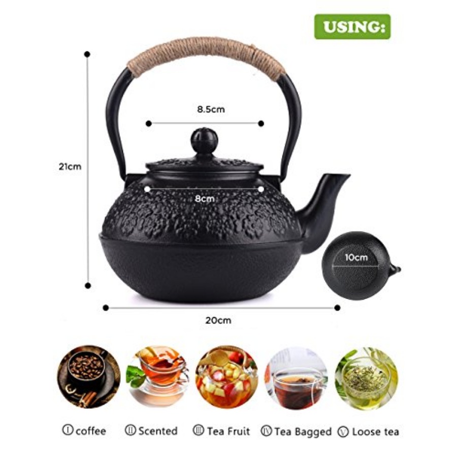 Cast Iron Teapot 40oz/ Japanes - Loose Leaf Tea Infuser ulasan dan harga