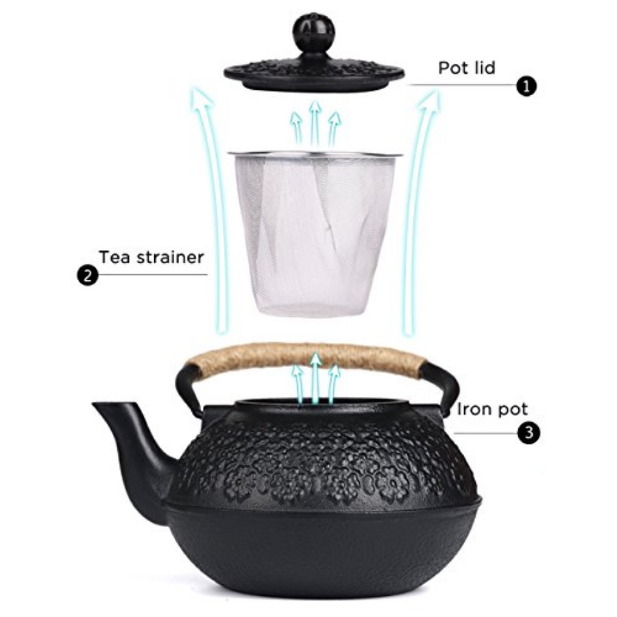 Cast Iron Teapot 40oz/ Japanes - Loose Leaf Tea Infuser ulasan dan harga