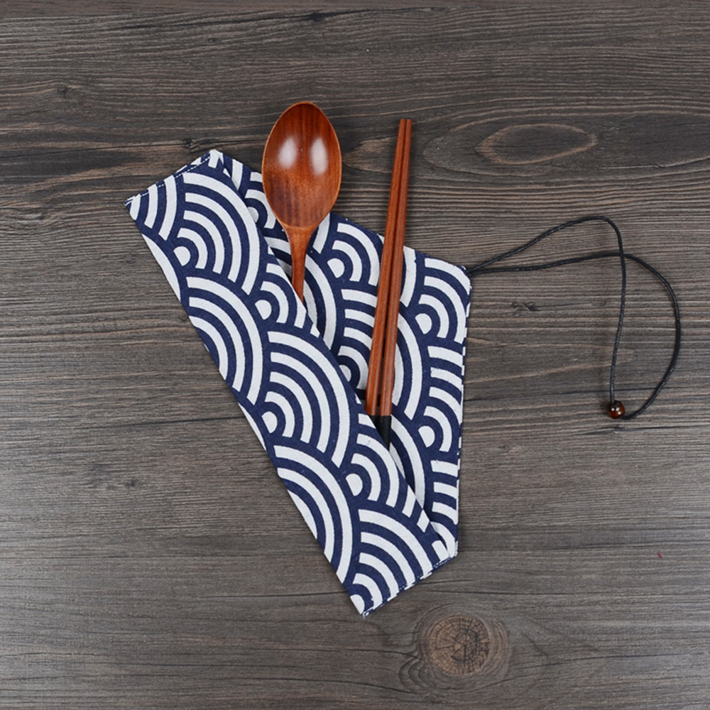 Portable Cutlery Bag Reusable  - Bamboo Cutlery Travel ulasan dan harga